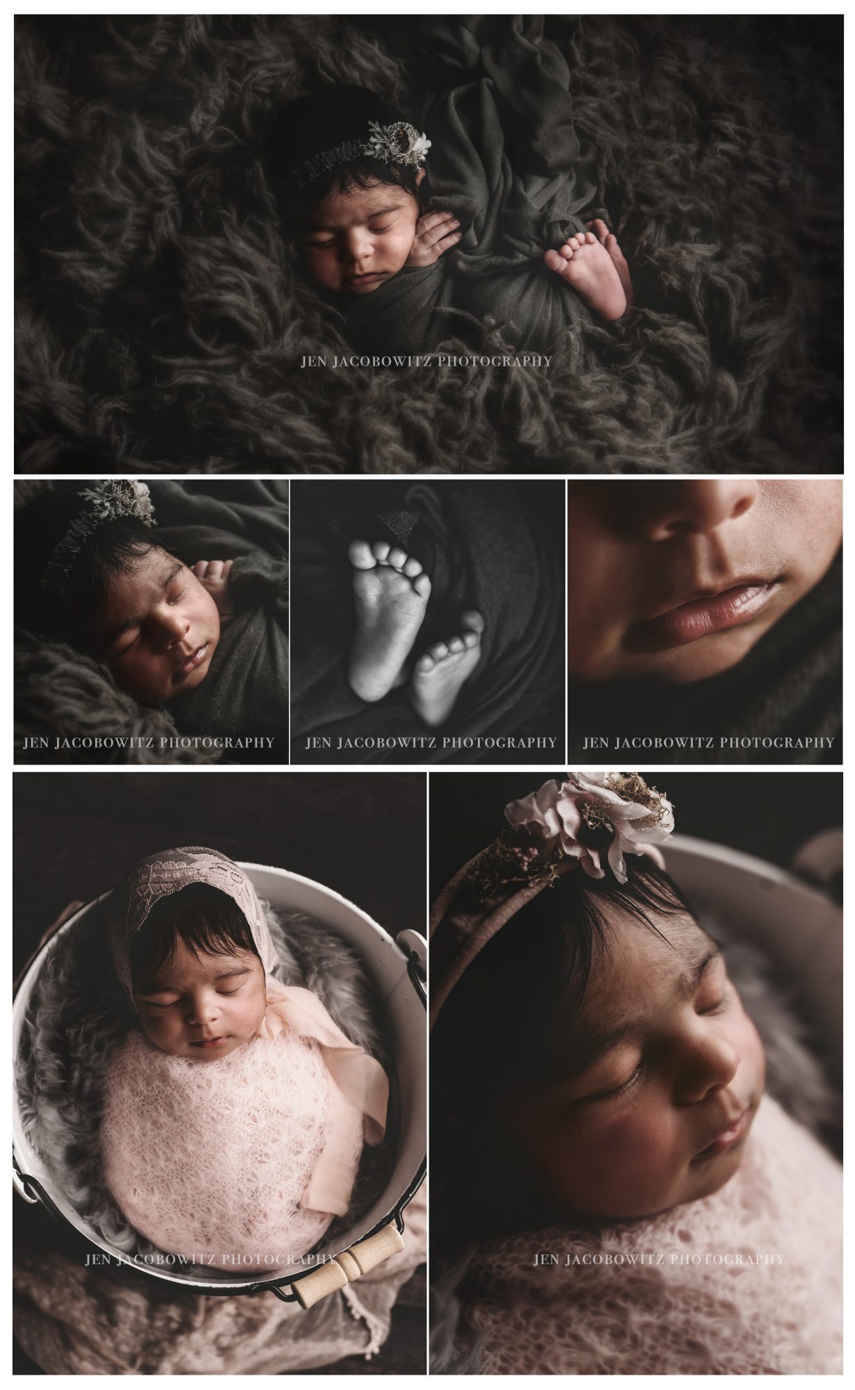 Pink and Gray Newborn Girl Photography