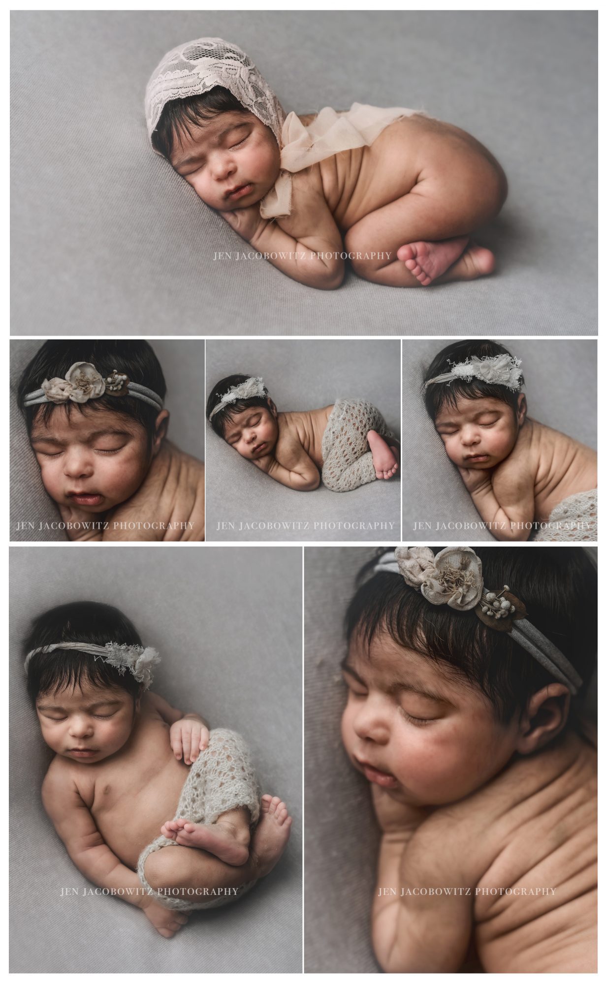 Pink and Gray Newborn Girl Photography