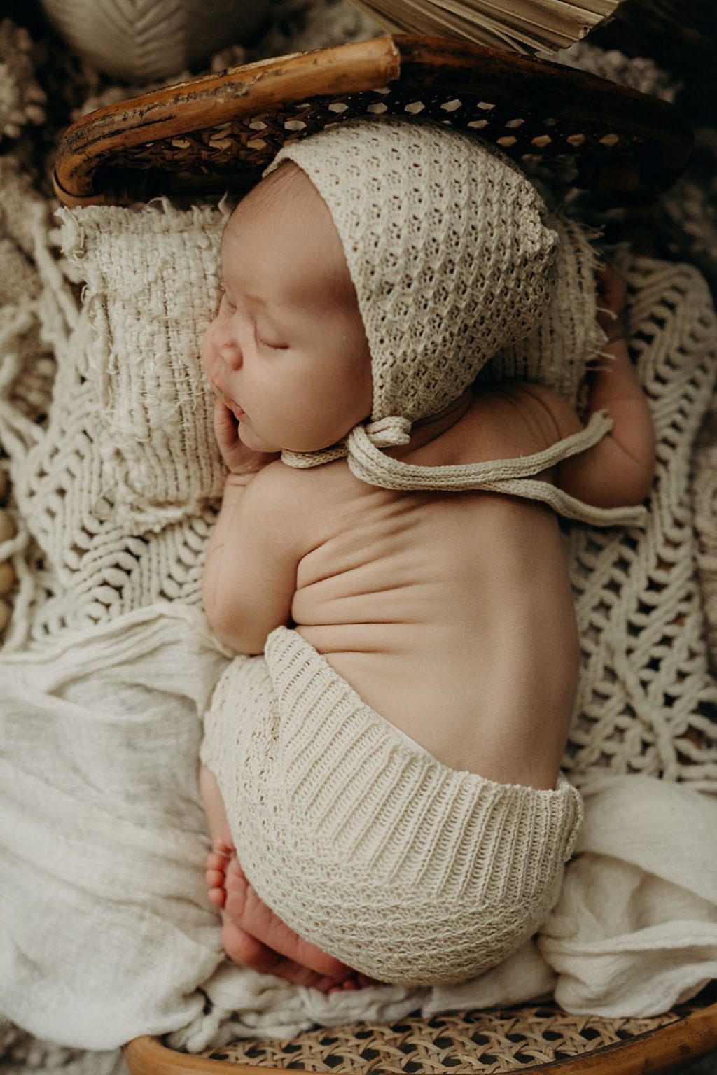 newborn baby in boho photography studio by Jen Jaocbowitz in Richmond VA