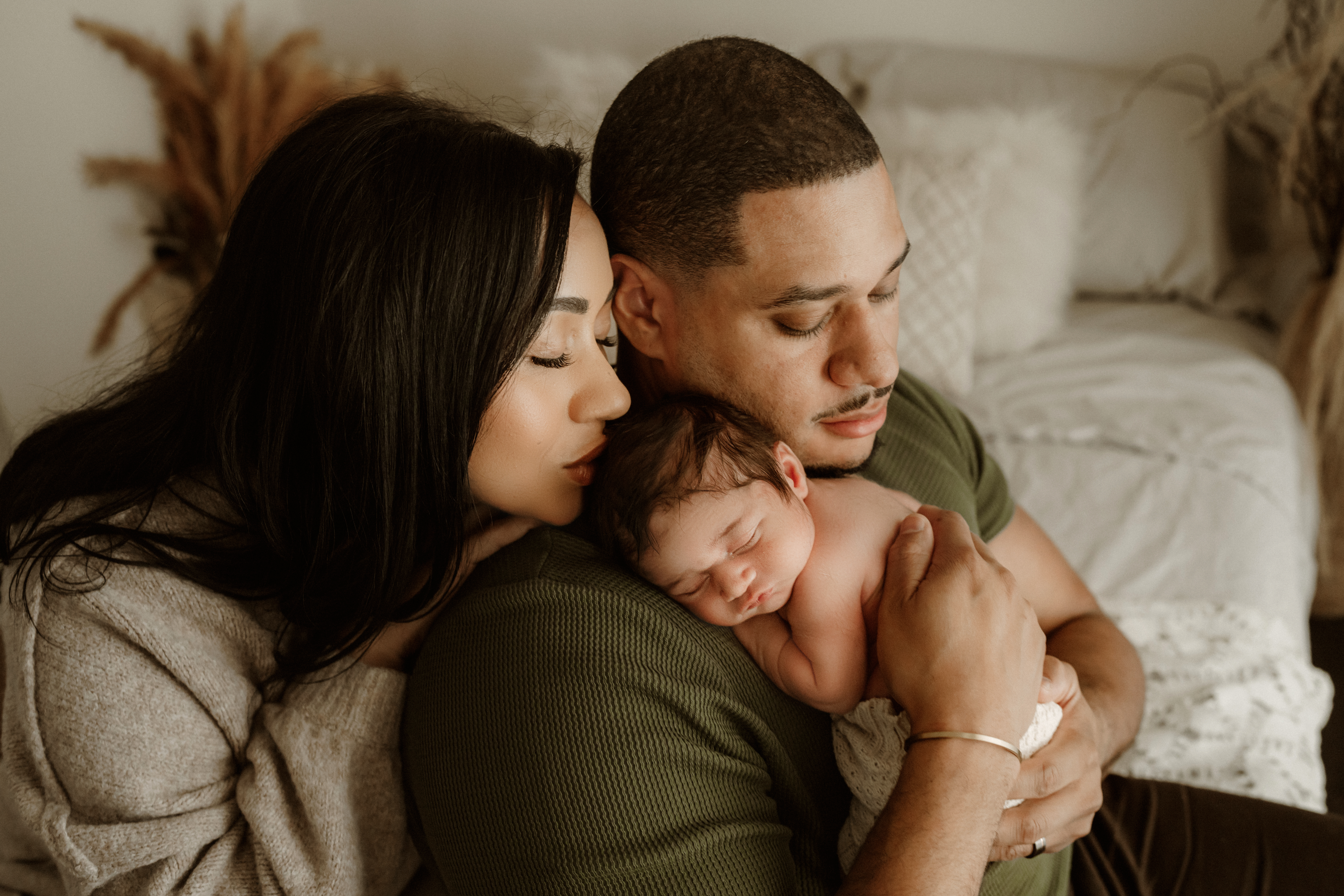 newborn baby boy photography session with first time parents in Jen Jacobowitz Photography studio in Richmond VA